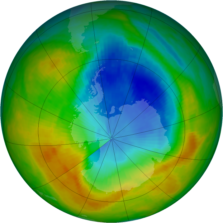 Antarctic ozone map for 11 November 1986